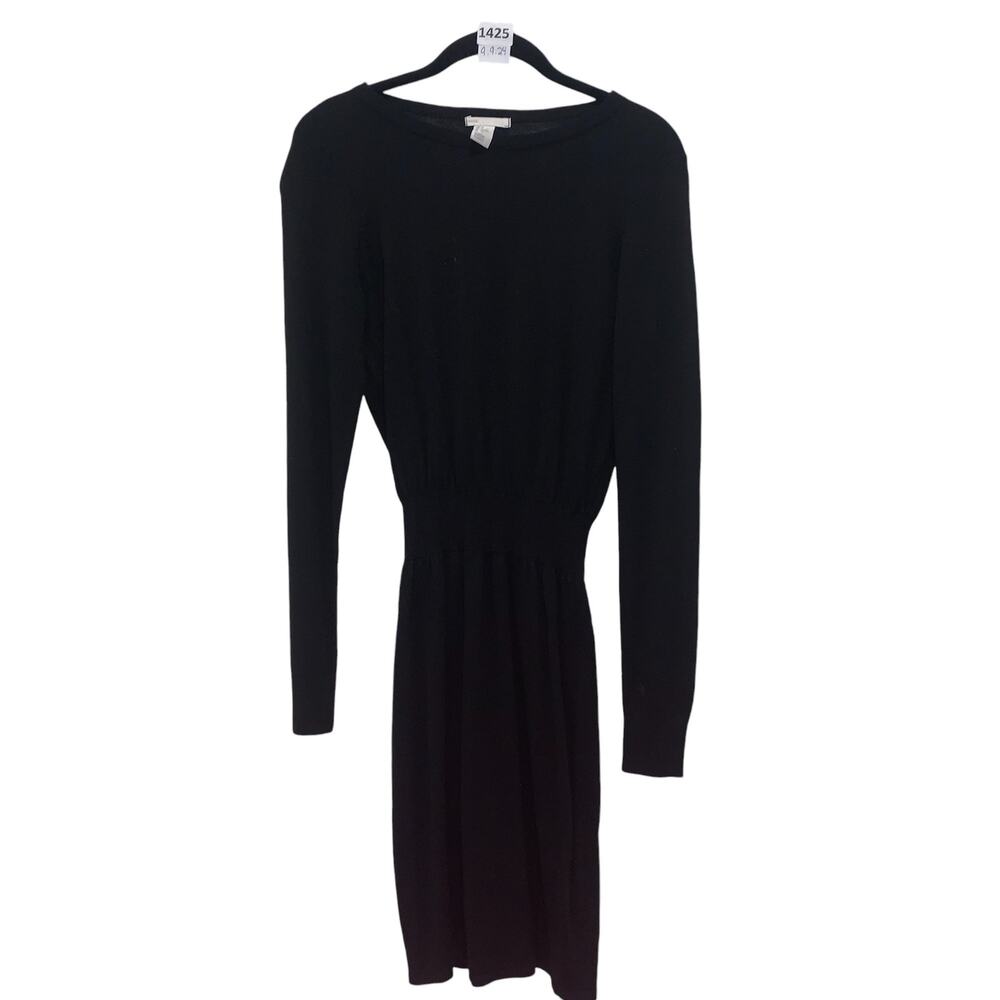 Dress Sinched Waist, Sweater Dress long sleeve, Basic H&M, XS, Black